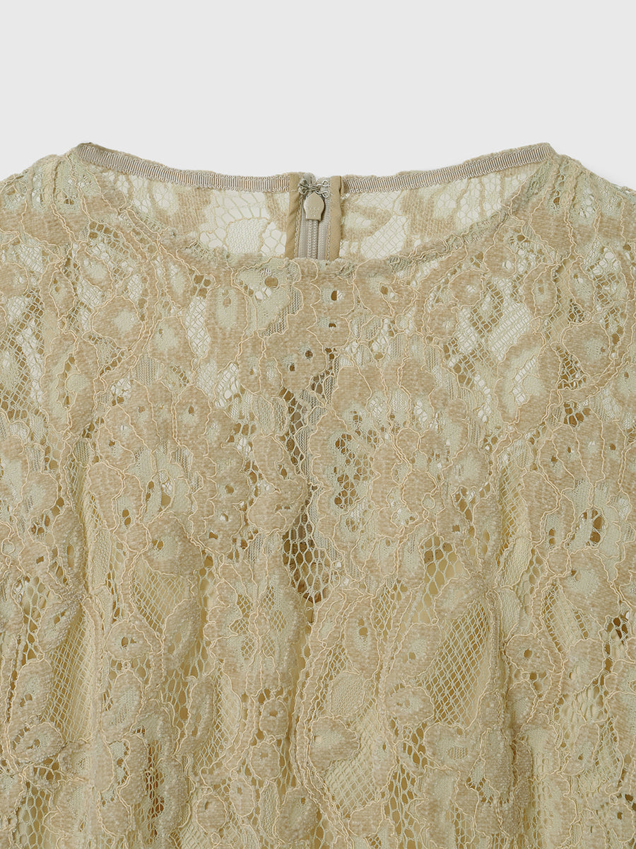 ベロアレースボリュームスリーブブラウス