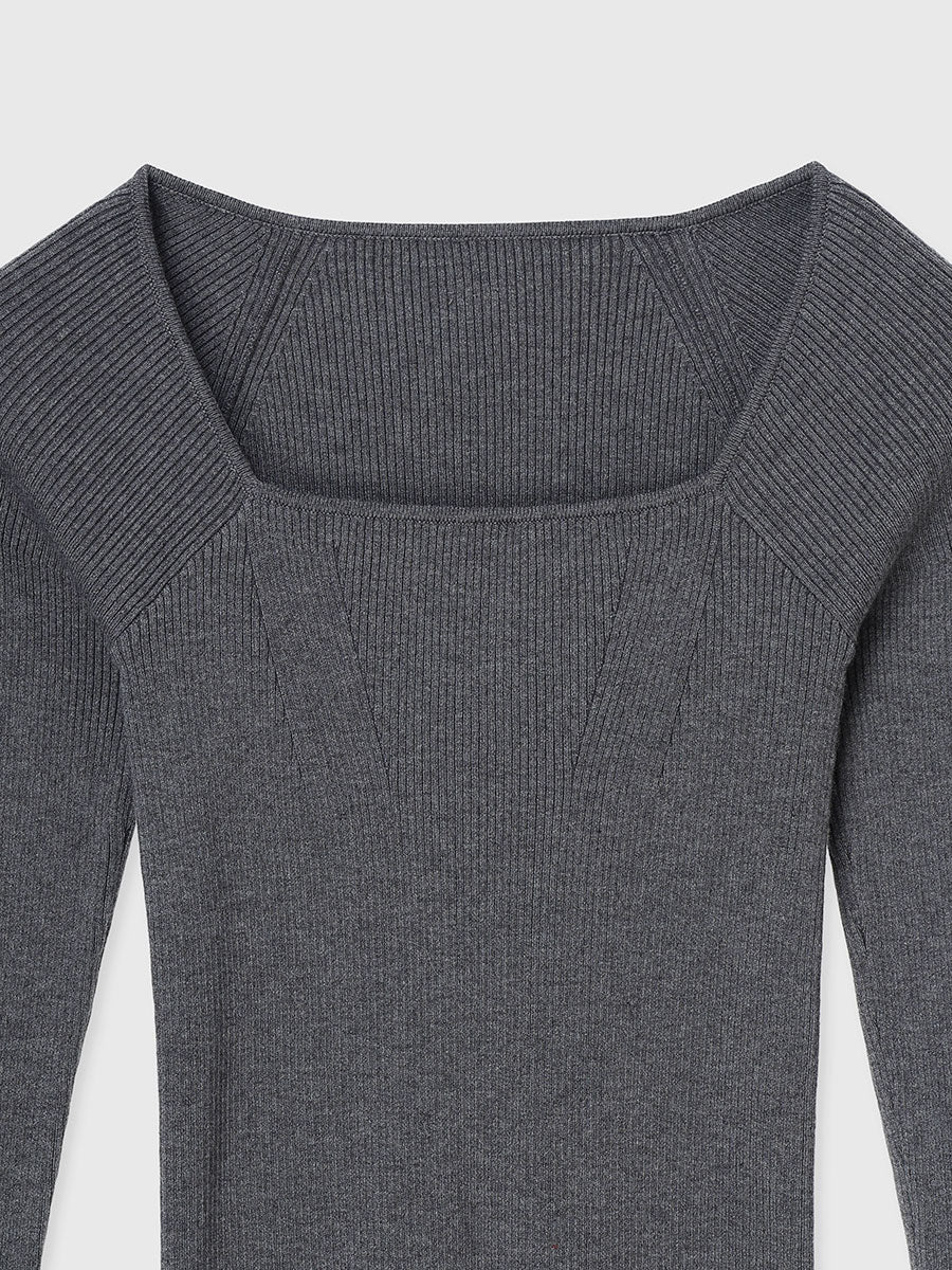 シルクカシミアブレンドデコルテリブニット