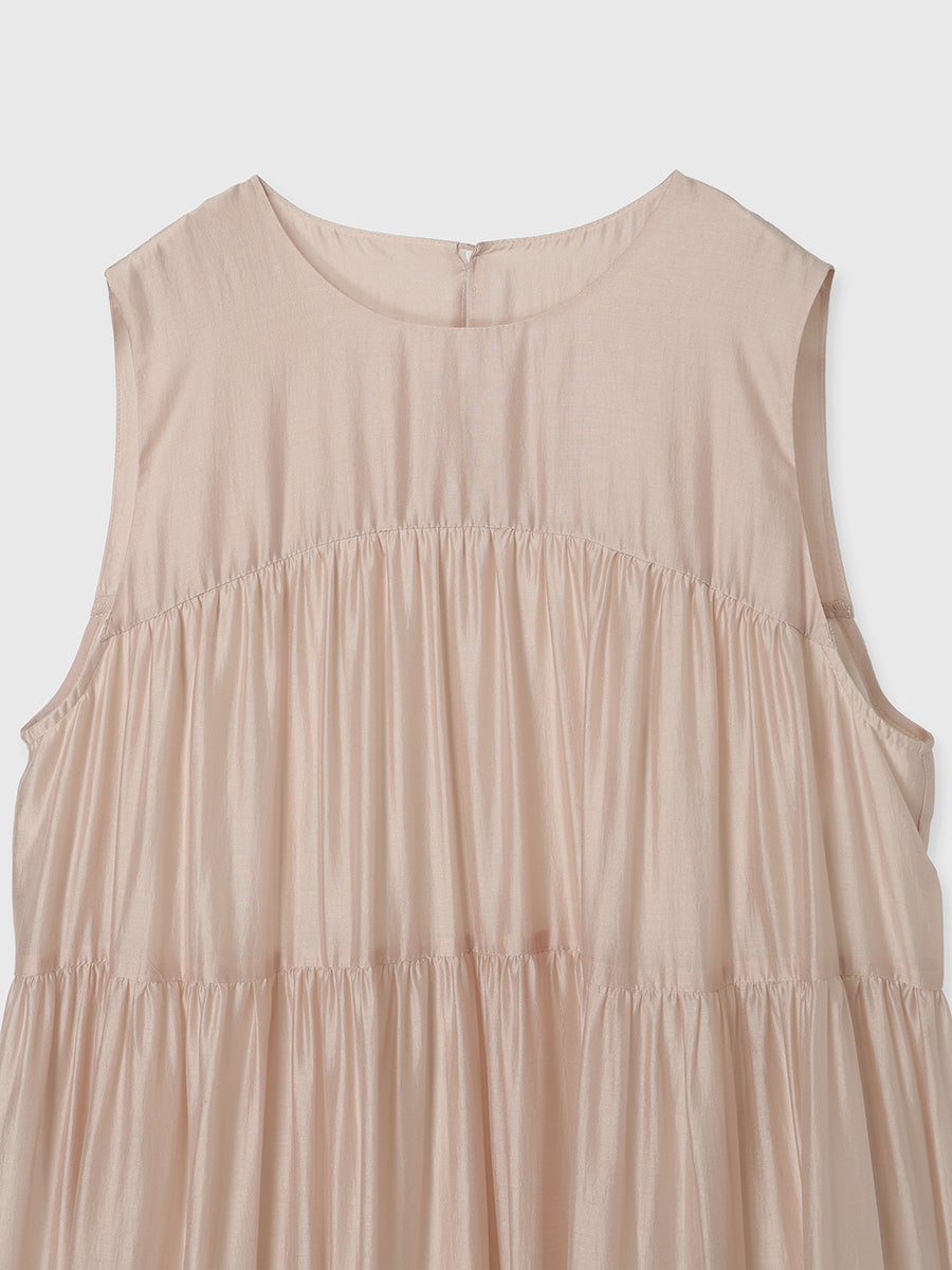 テンセルリッチオーガンティアードワンピース