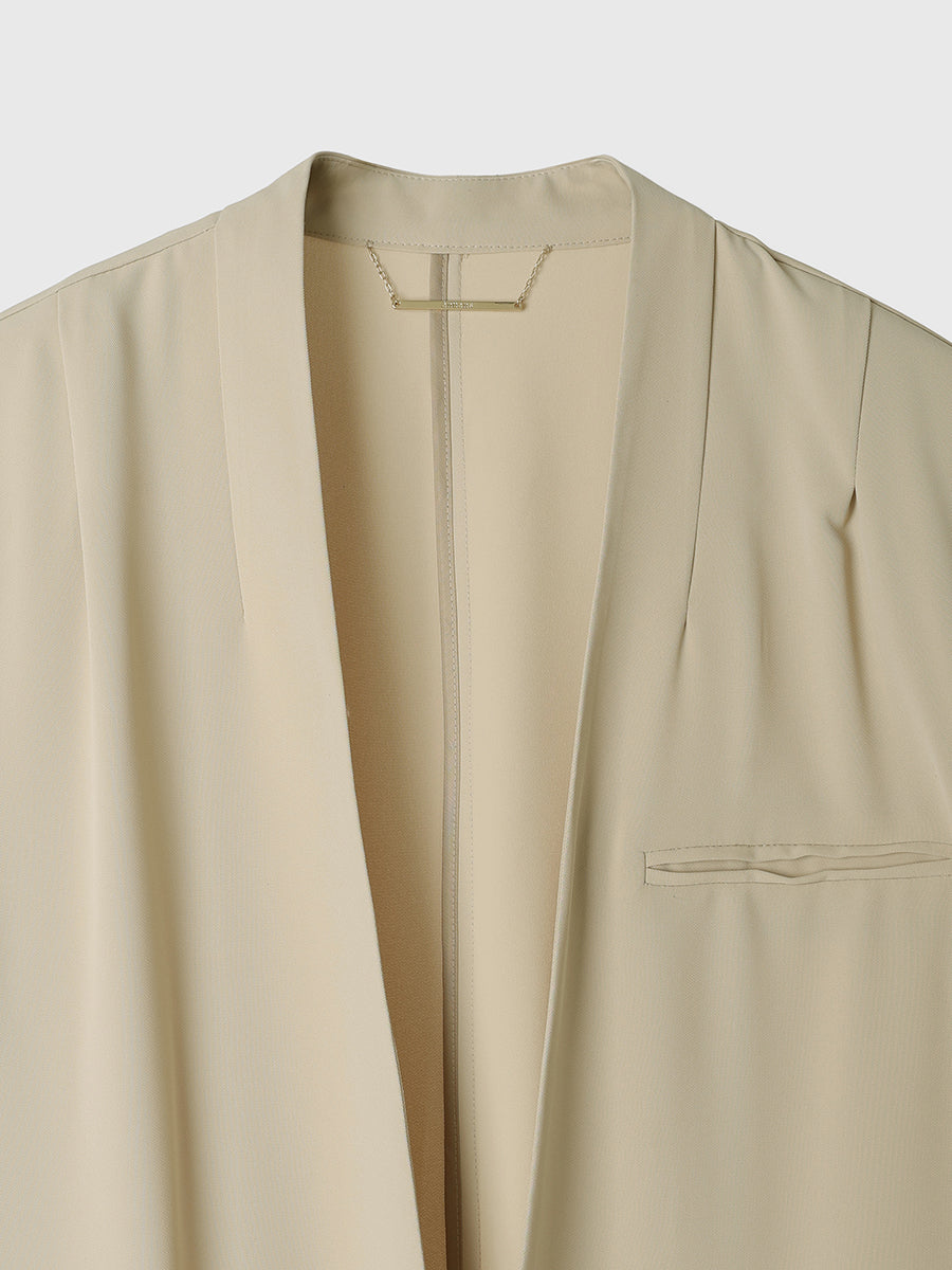 ライトダブルサテンノーカラージャケット
