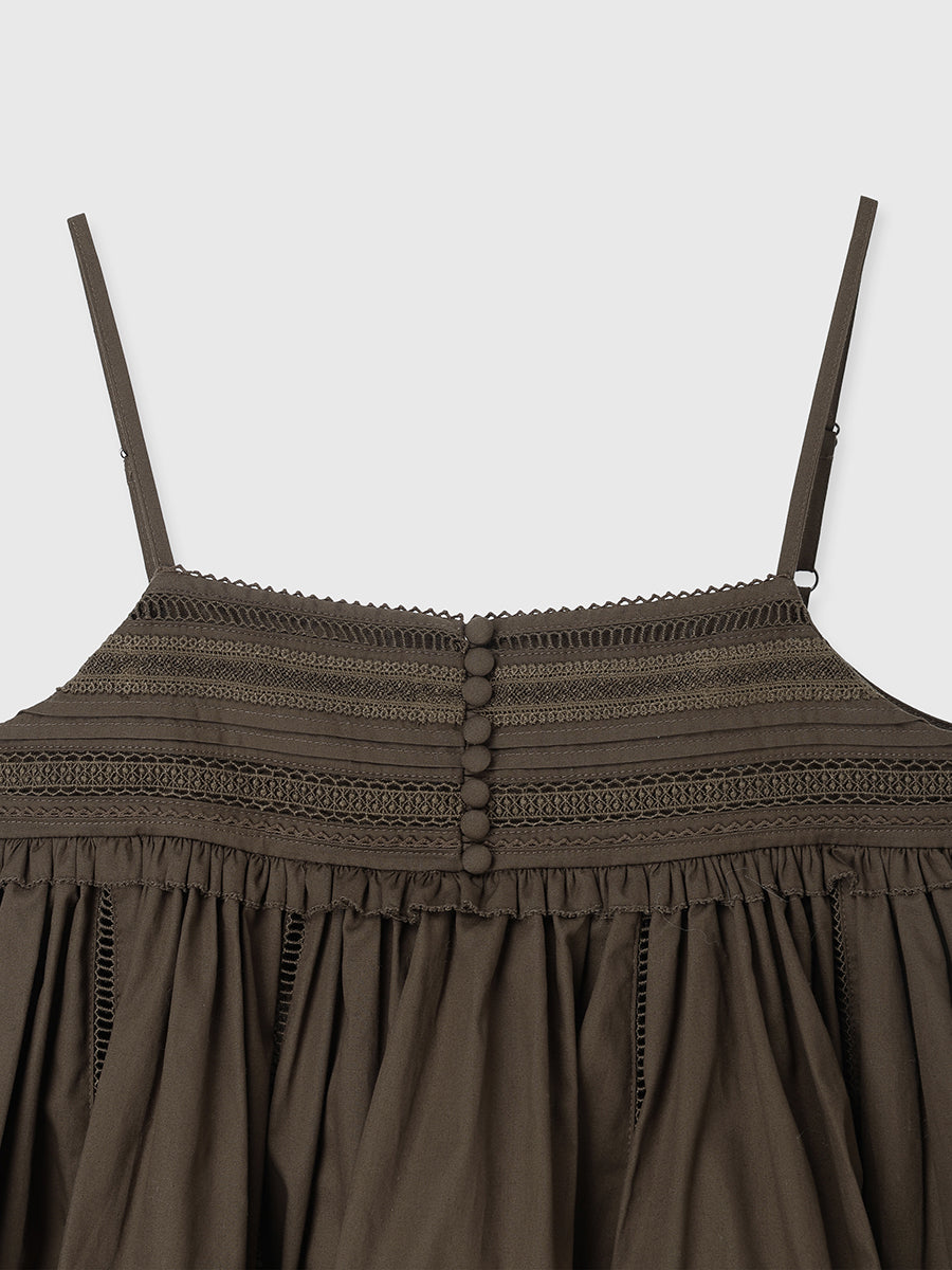 ピンタックレースボリュームキャミソール