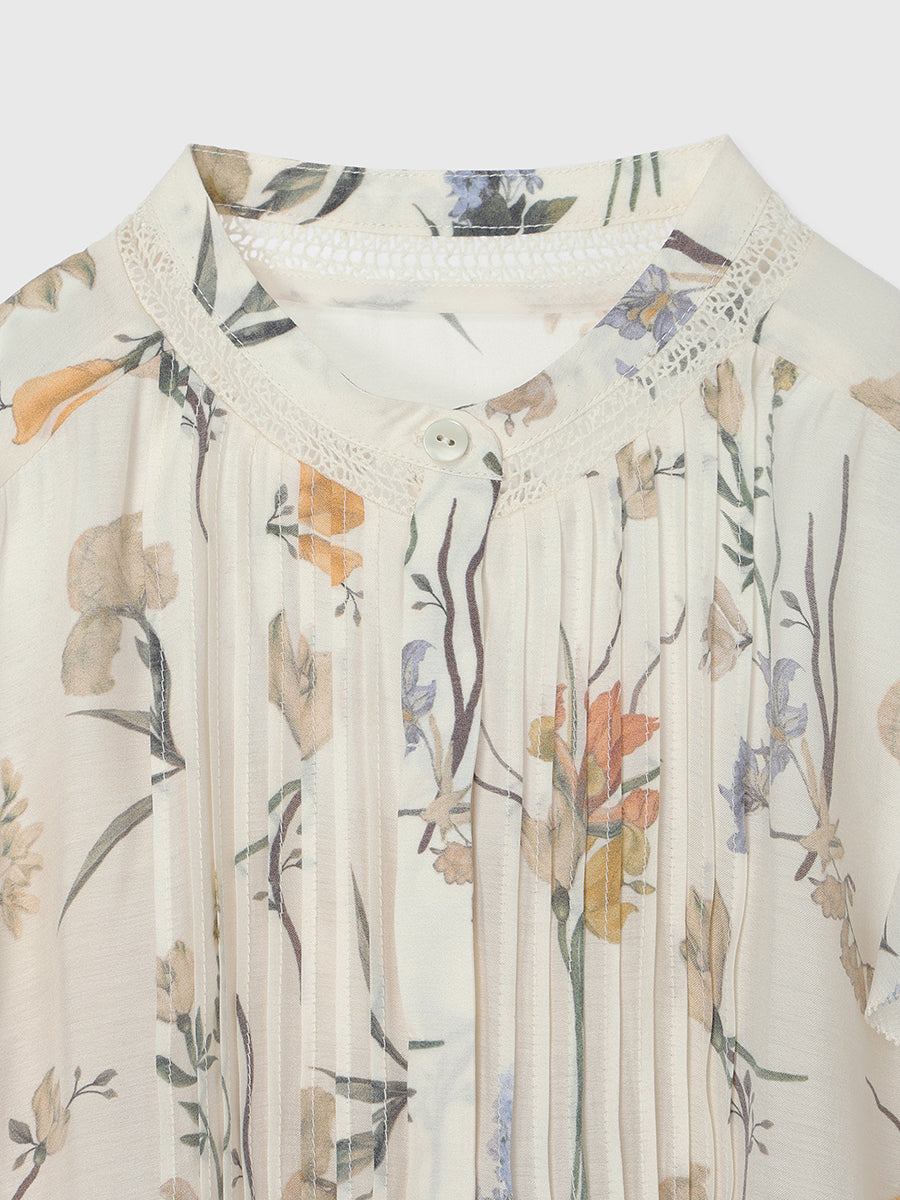 フローラルモチーフプリントブラウス