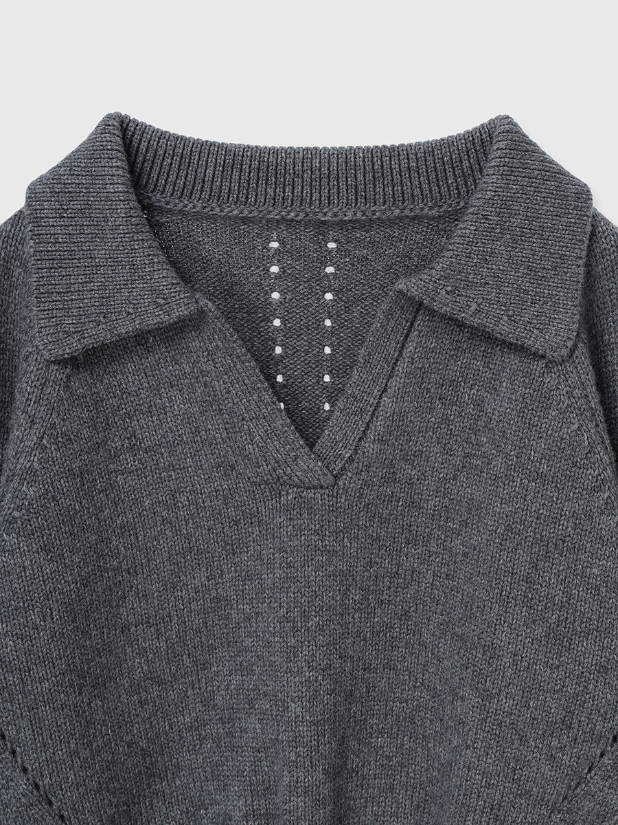 スキッパーメランジニットプルオーバー