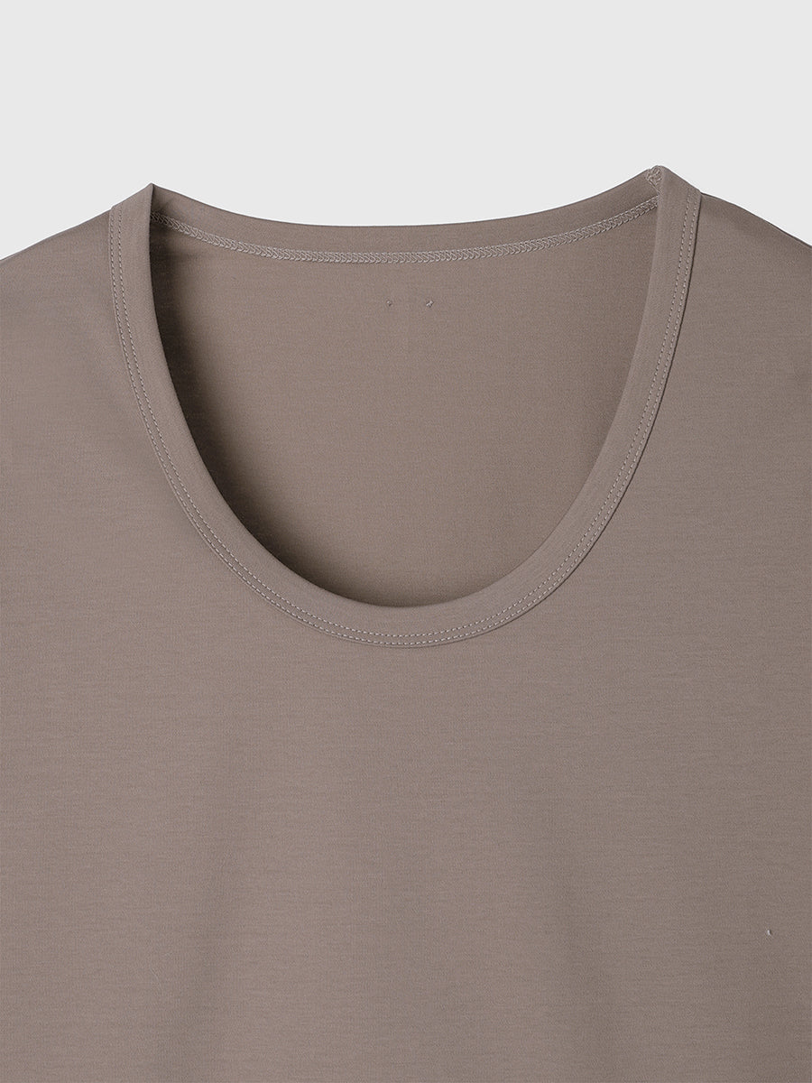 シルクタッチコットンUネックT