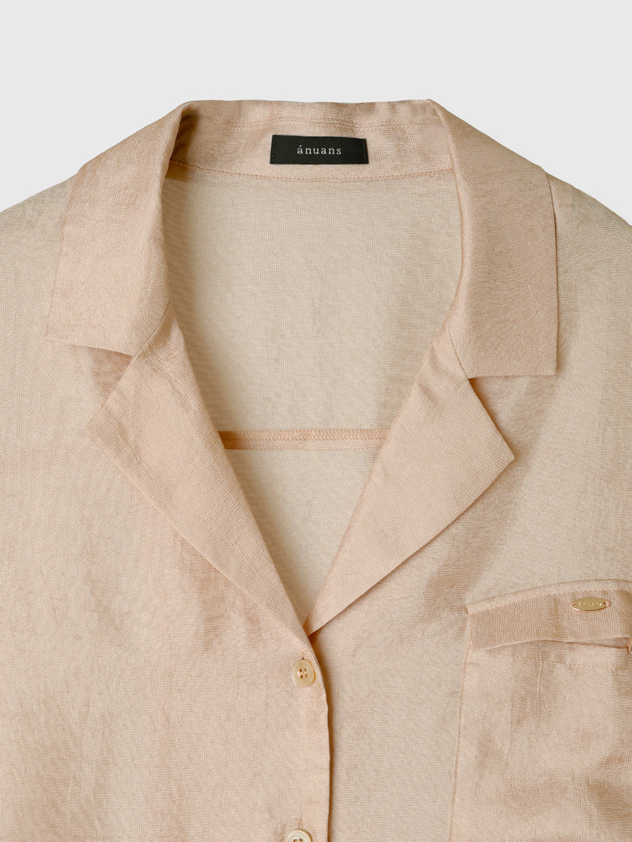 anuans アニュアンス　 シアーテーラードシャツ coral S アニュアンス anuans シアーテーラードシャツ （CORAL） -ファッション