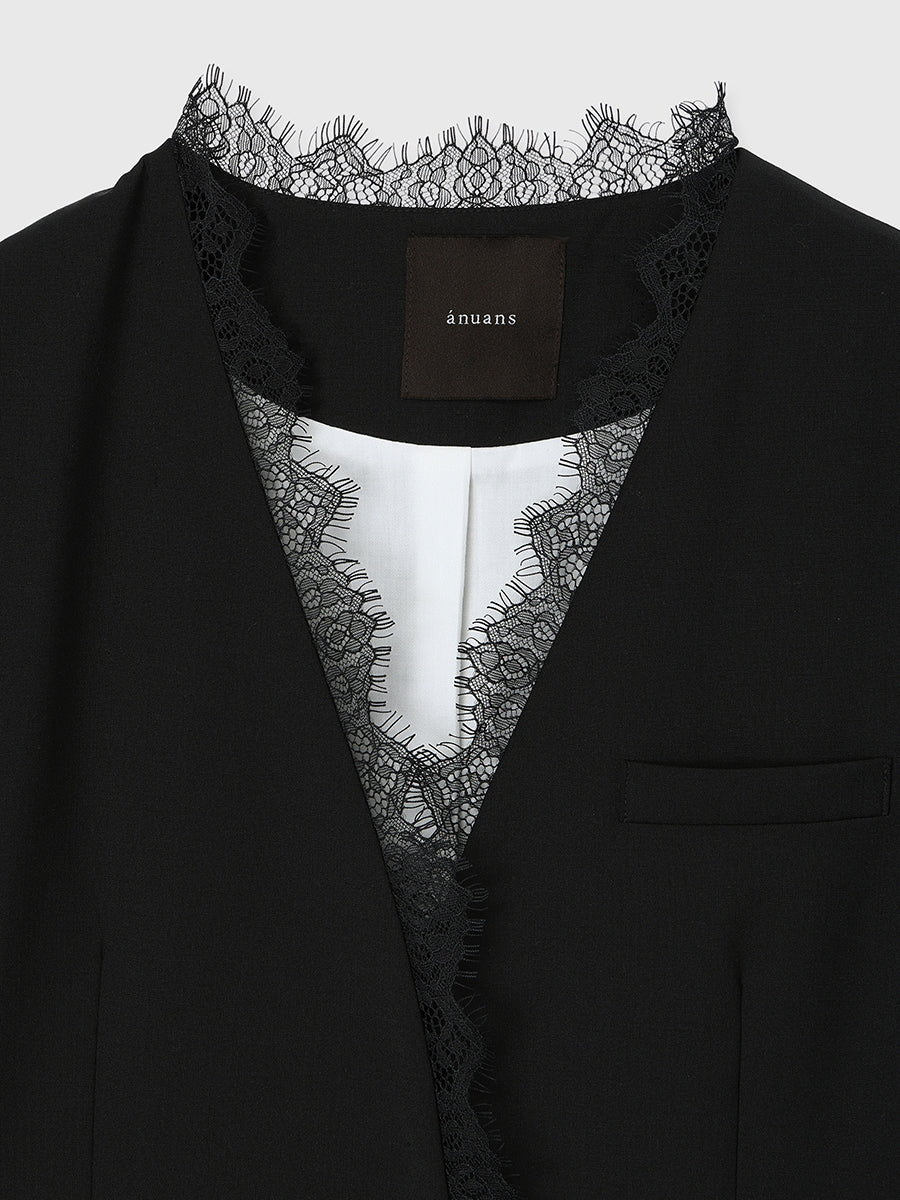 レーストリムノーカラージャケット