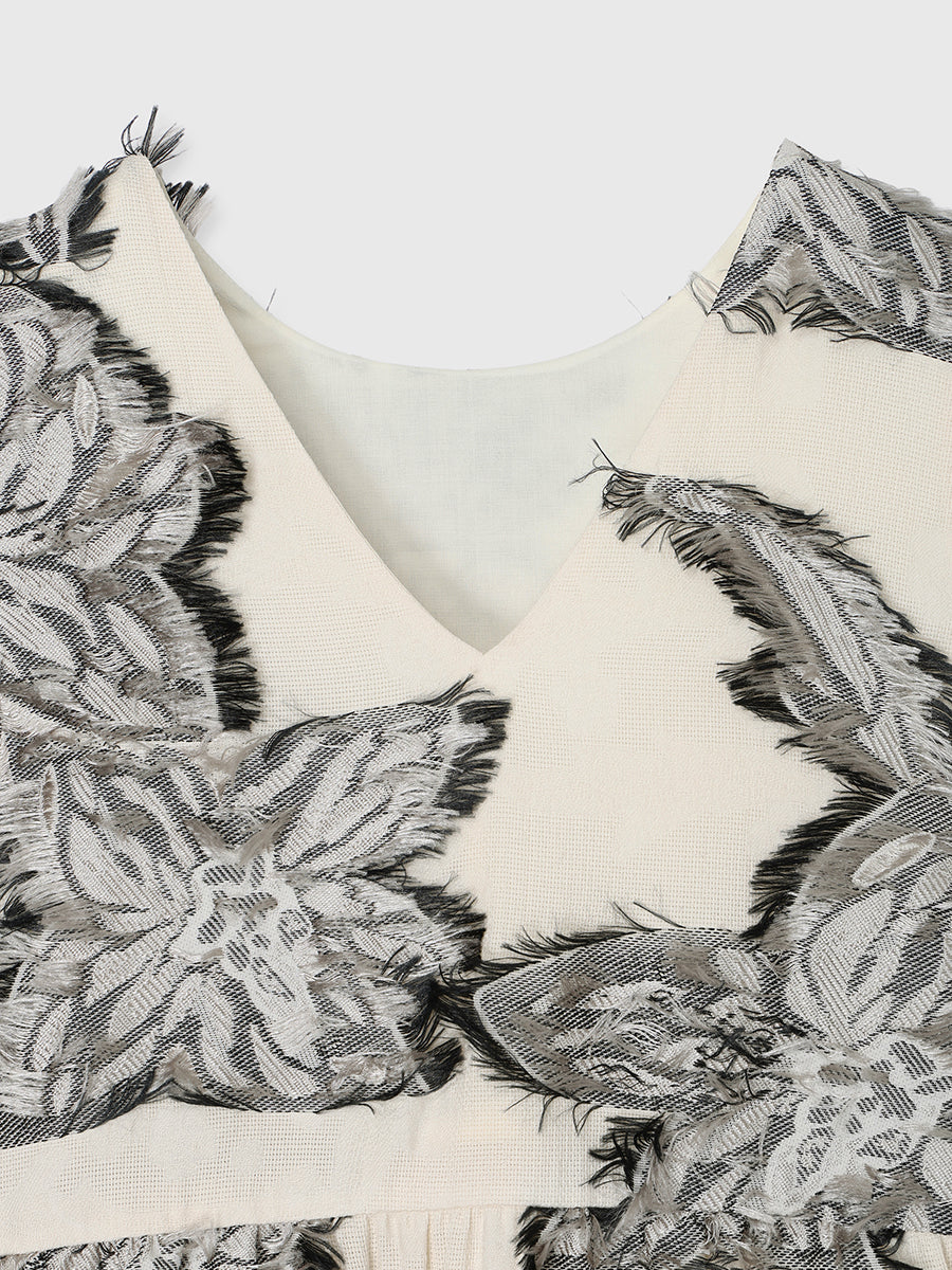 ボタニカルフラワーカットジャガードワンピース