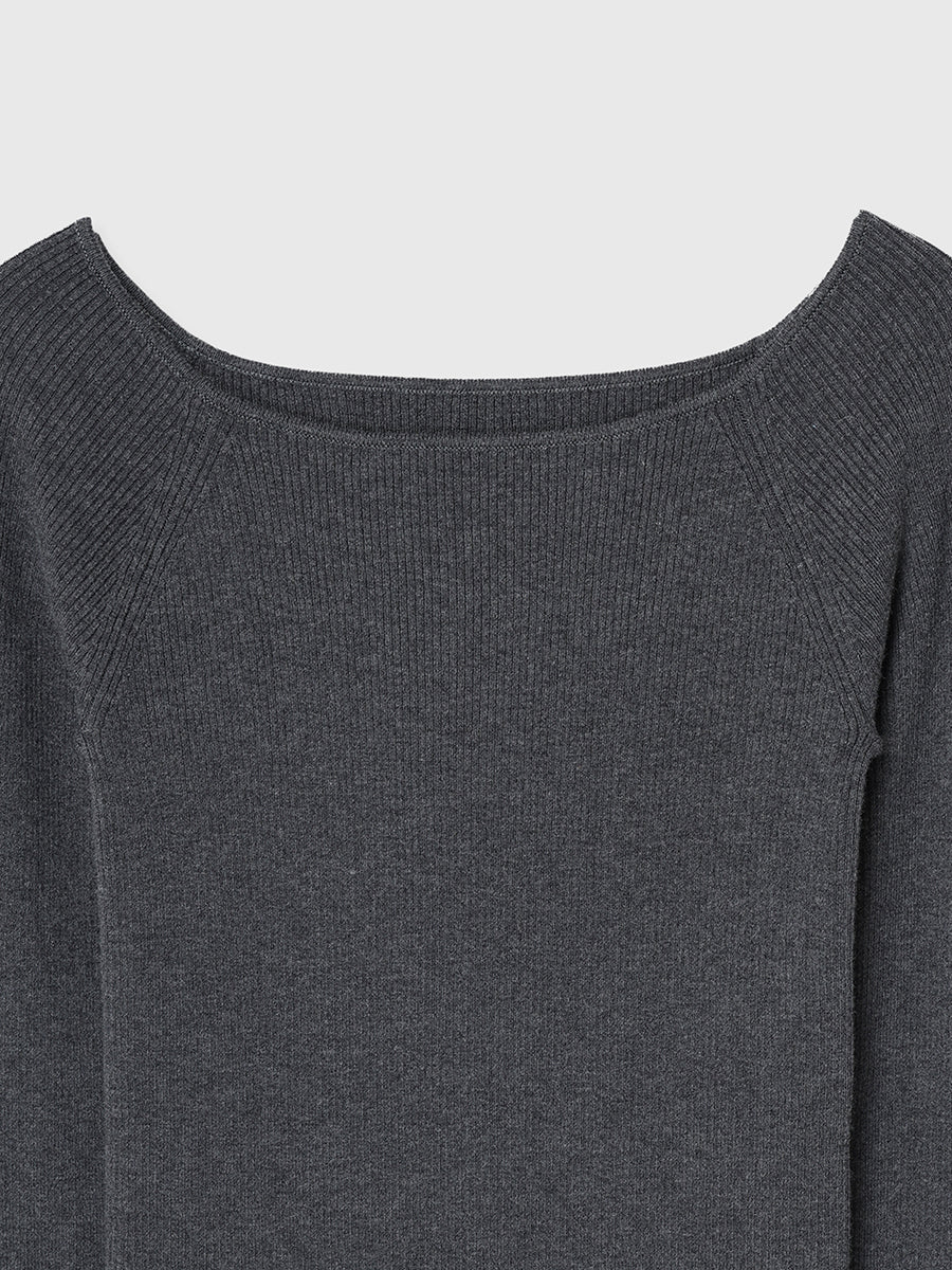 【WEB限定】シルクカシミヤブレンドフィットリブボートネックニット