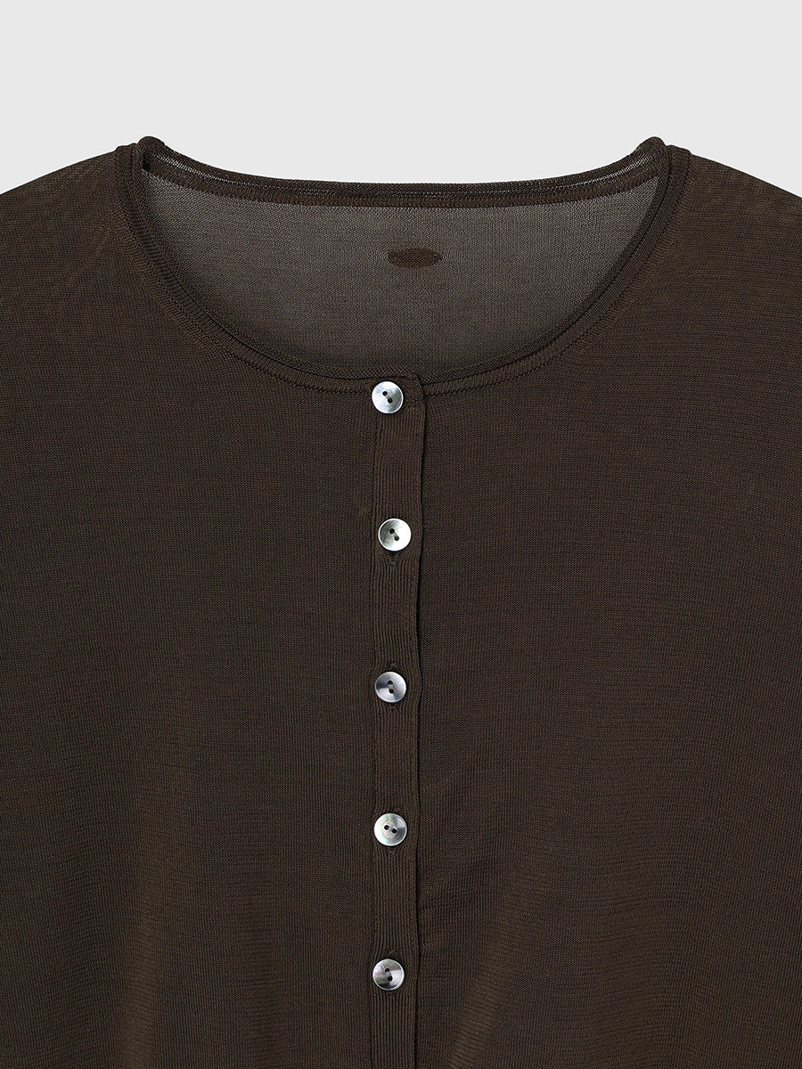 Mercerized Cotton Basic Knit Cardigan