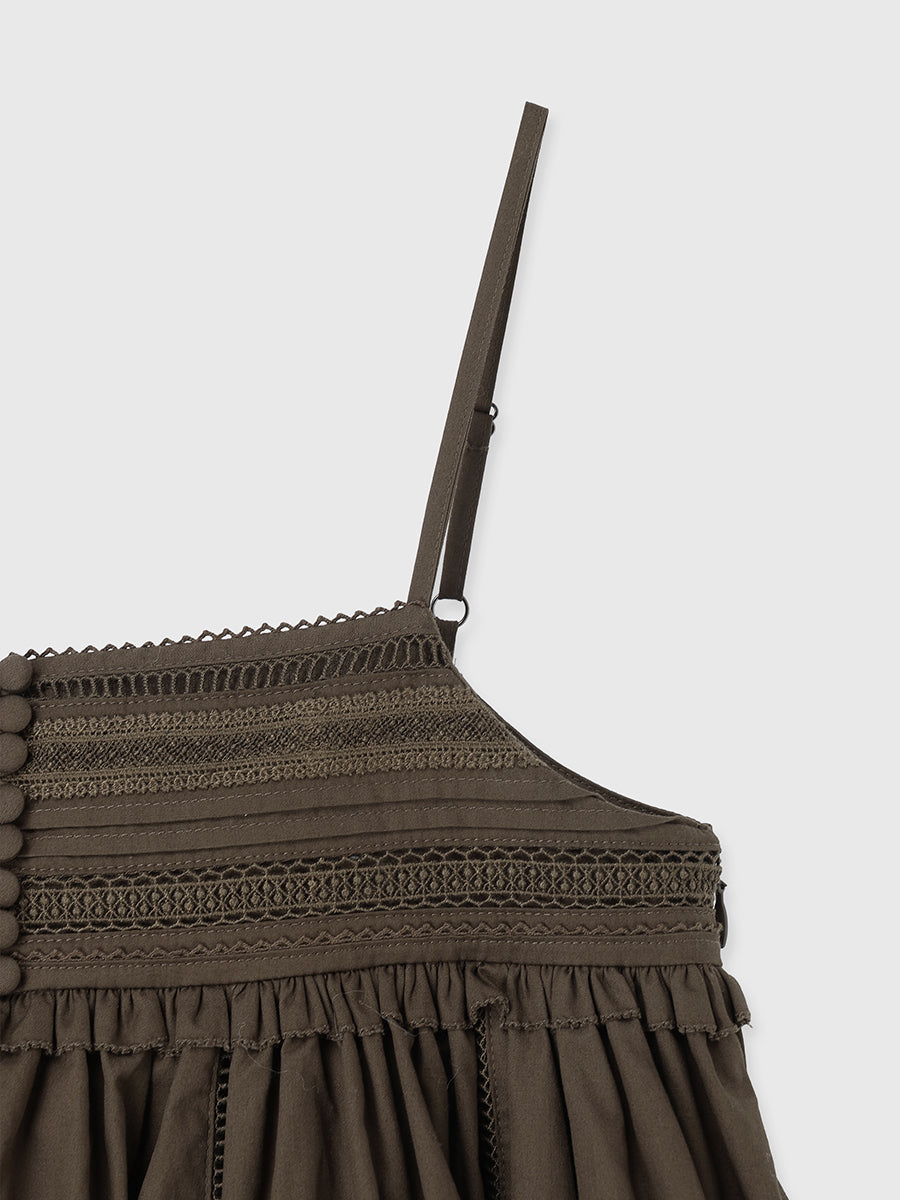 ピンタックレースボリュームキャミソール