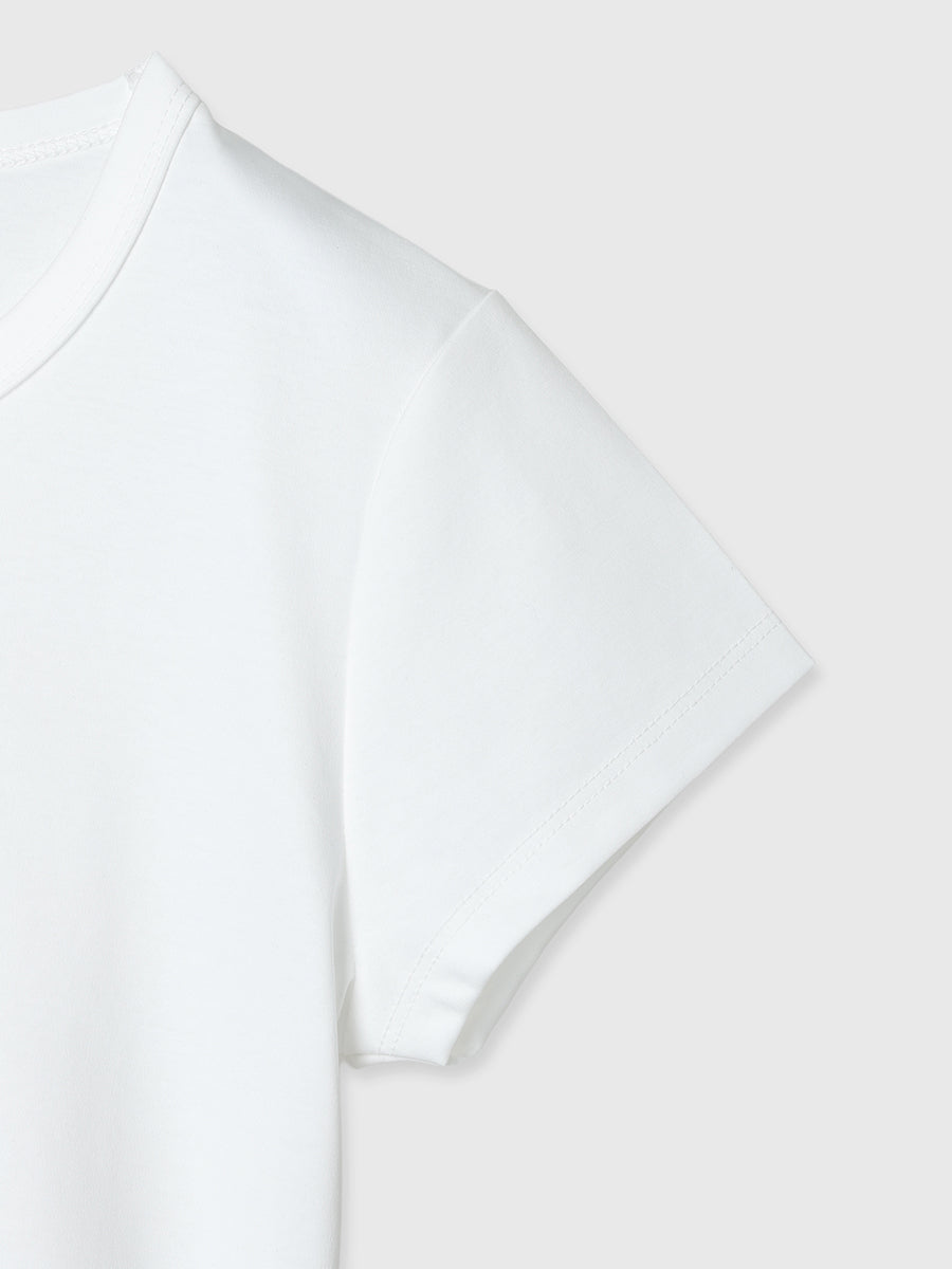 シルクタッチコットンレーストリムコンパクトTシャツ