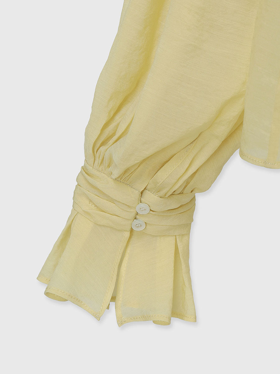 ハイネックシアーボウタイブラウス