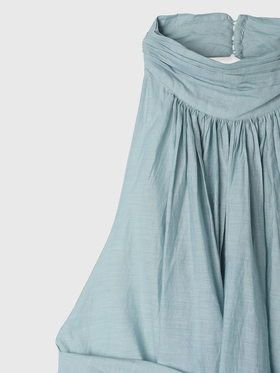 Indiaシルクブレンドバックオープンブラウス