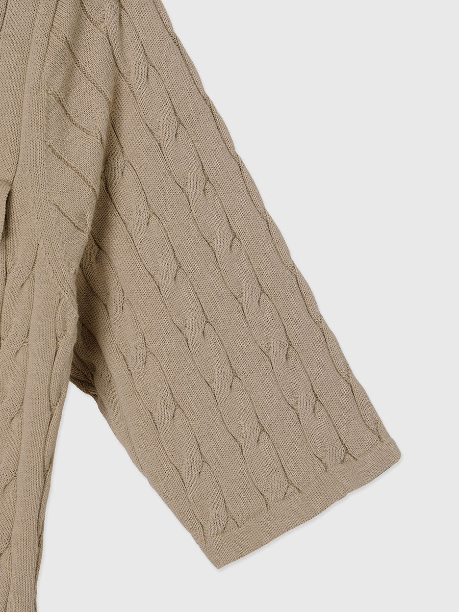 ケーブルポロドッキングニットワンピース