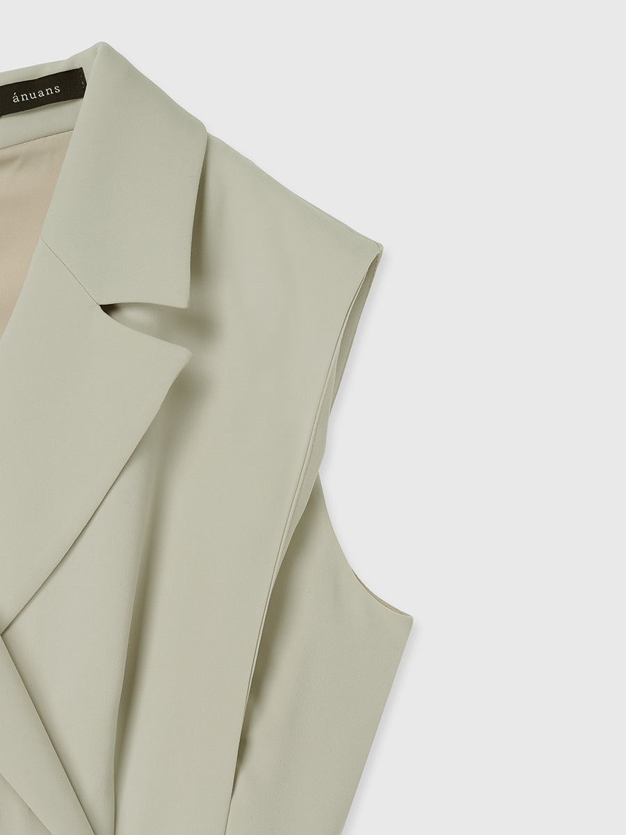 ダブルサテンテーラードフレアワンピース