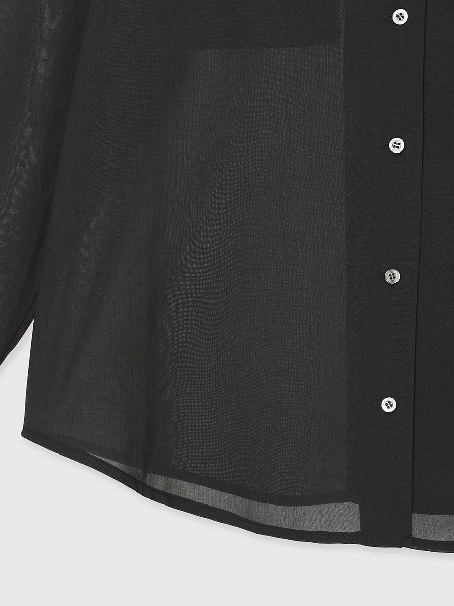 セミシアーオープンカラーブラウス