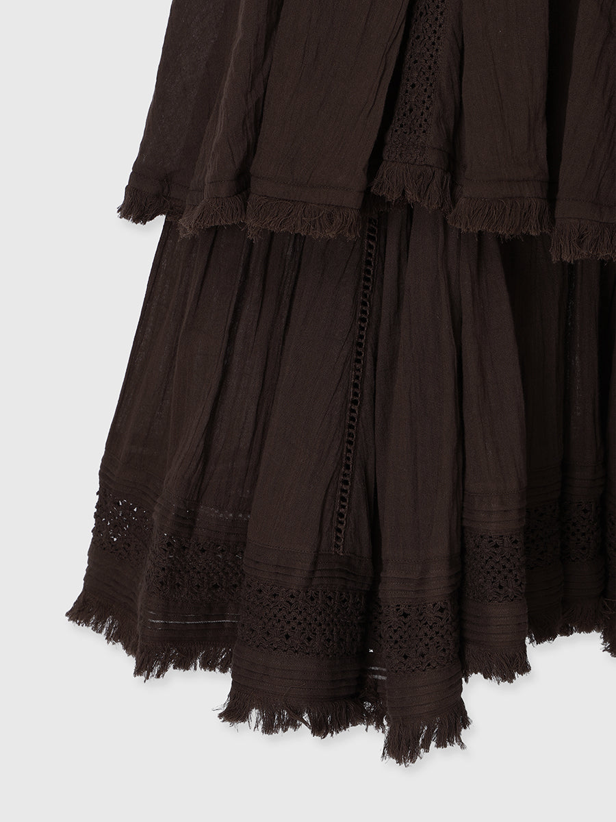 Indiaバックオープンティアードワンピース