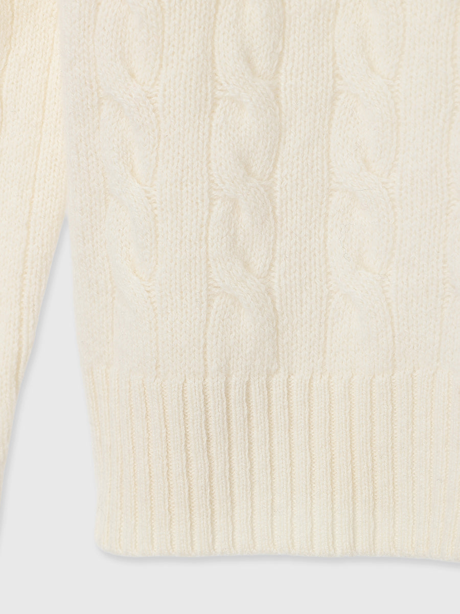 【POLO RALPH LAUREN】Wool-Cashmere Cable Turtleneck Sweater