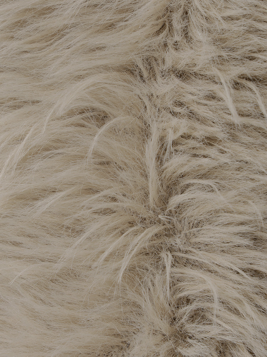 【美品】ファーライクノースリーブ　ニットトップス BEIGE ファーライクノースリーブニットトップス