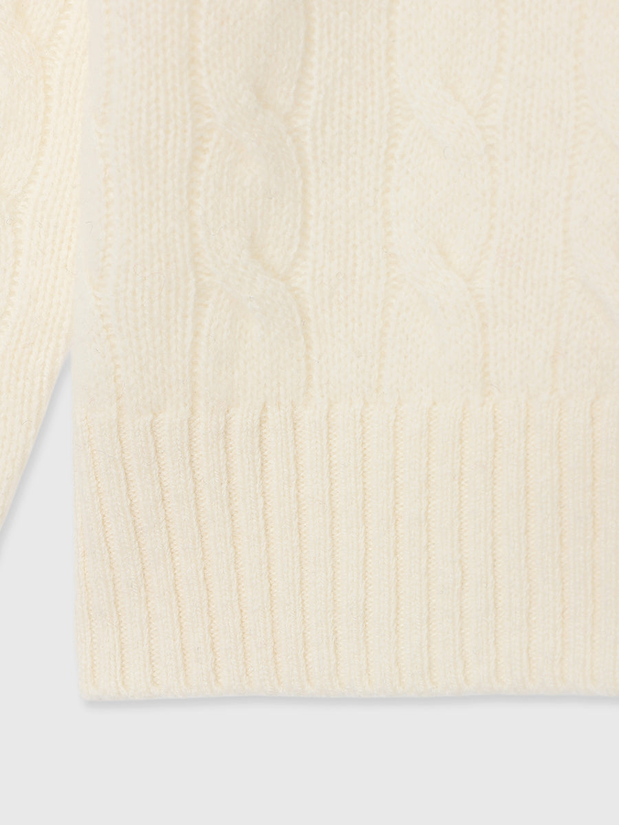 【POLO RALPH LAUREN】Wool-Cashmere Cable Polo Sweater