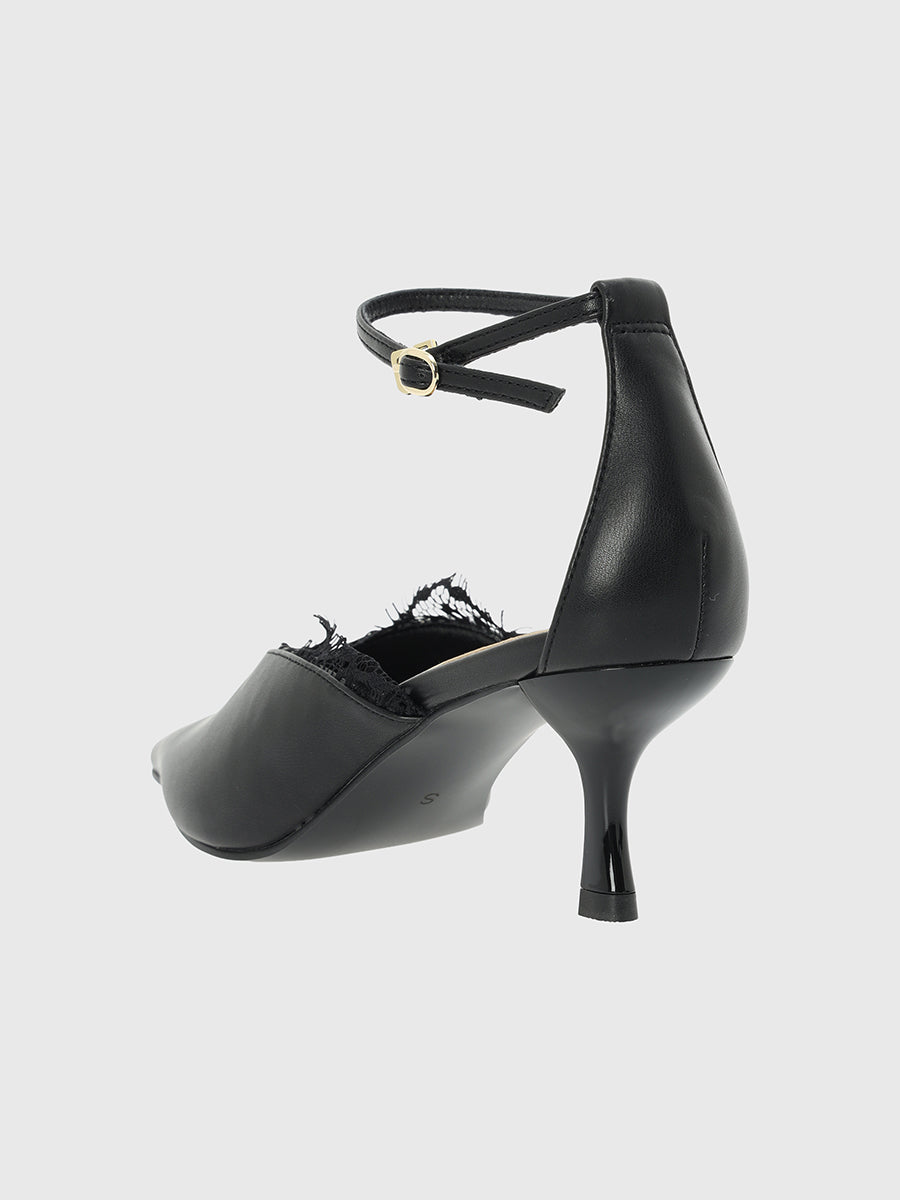 レーストリムパンプス