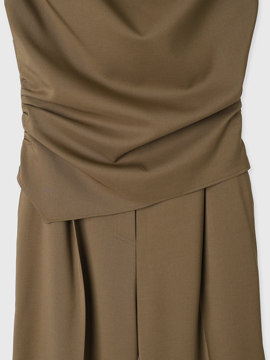 アシメドレープオールインワン　チャコールグレー アシメドレープオールインワン チャコールグレー アシメドレープ