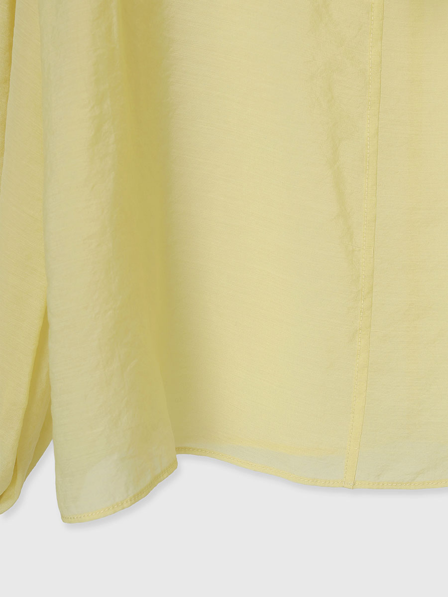 ハイネックシアーボウタイブラウス