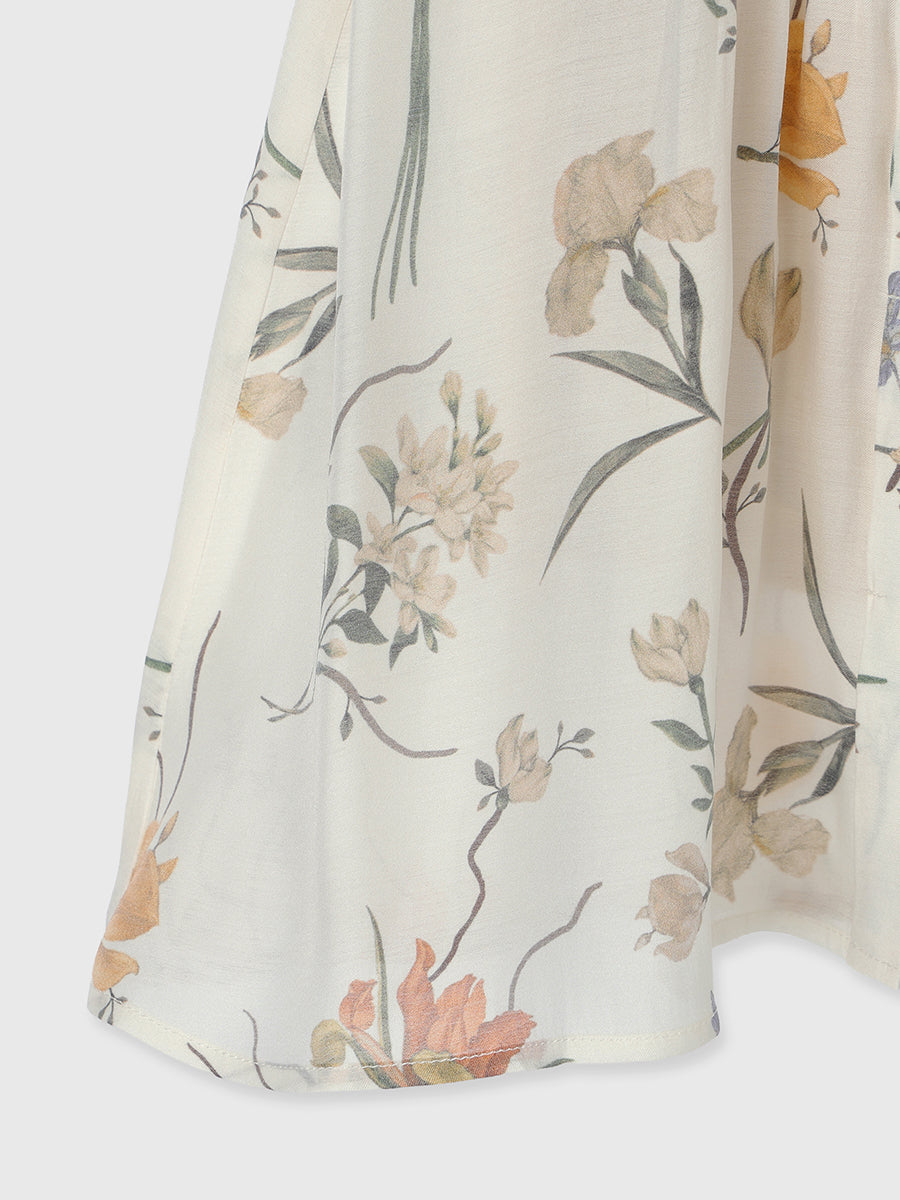 フローラルモチーフプリントブラウス
