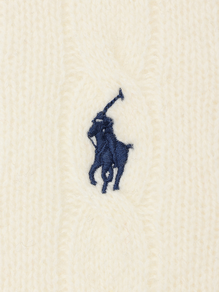 【POLO RALPH LAUREN】Wool-Cashmere Cable Polo Sweater