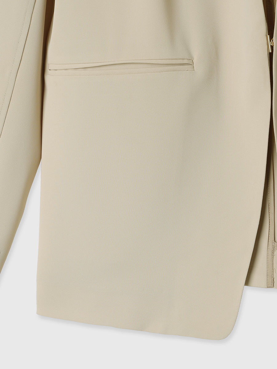 ライトダブルサテンノーカラージャケット