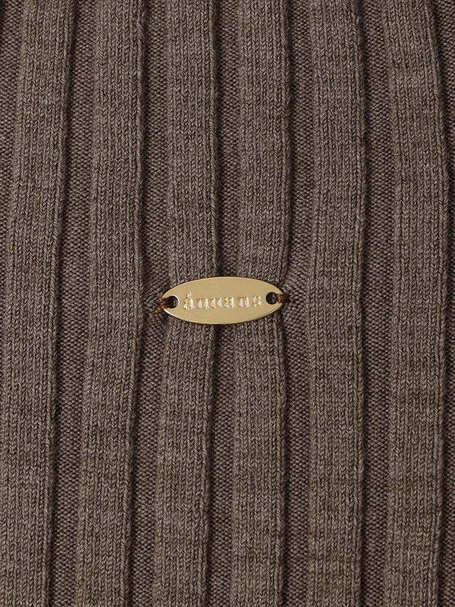 ノースリーブウールリブニットトップス