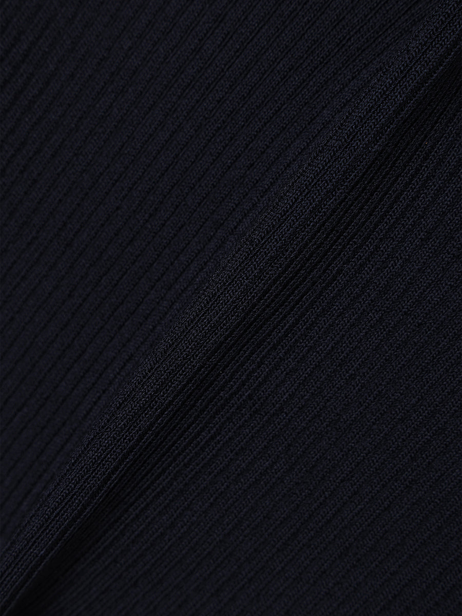 アセテートスキッパーリブニットトップス