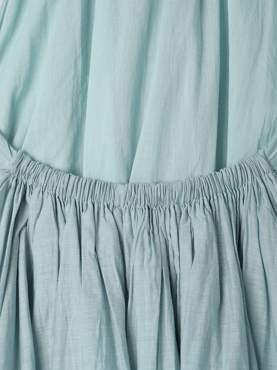 Indiaシルクブレンドバックオープンブラウス