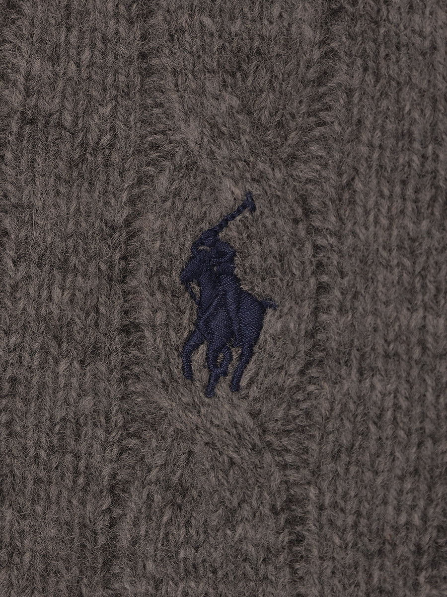 【POLO RALPH LAUREN】Wool-Cashmere Cable Polo Sweater