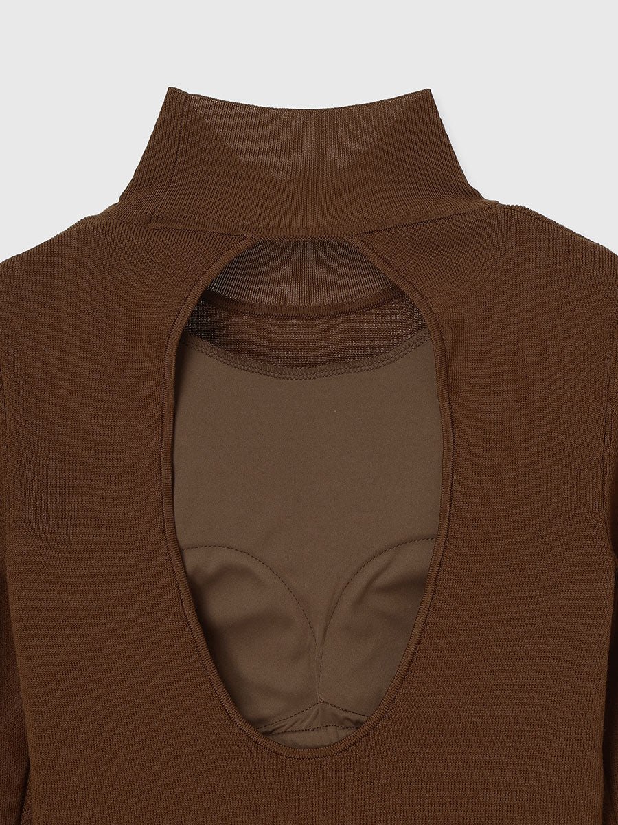 バックオープンニットボディスーツ