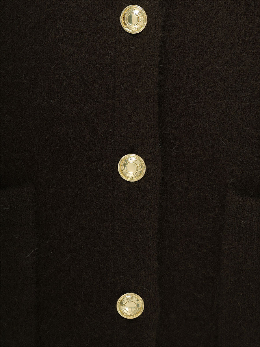 ラクーンノーカラーニットジャケット