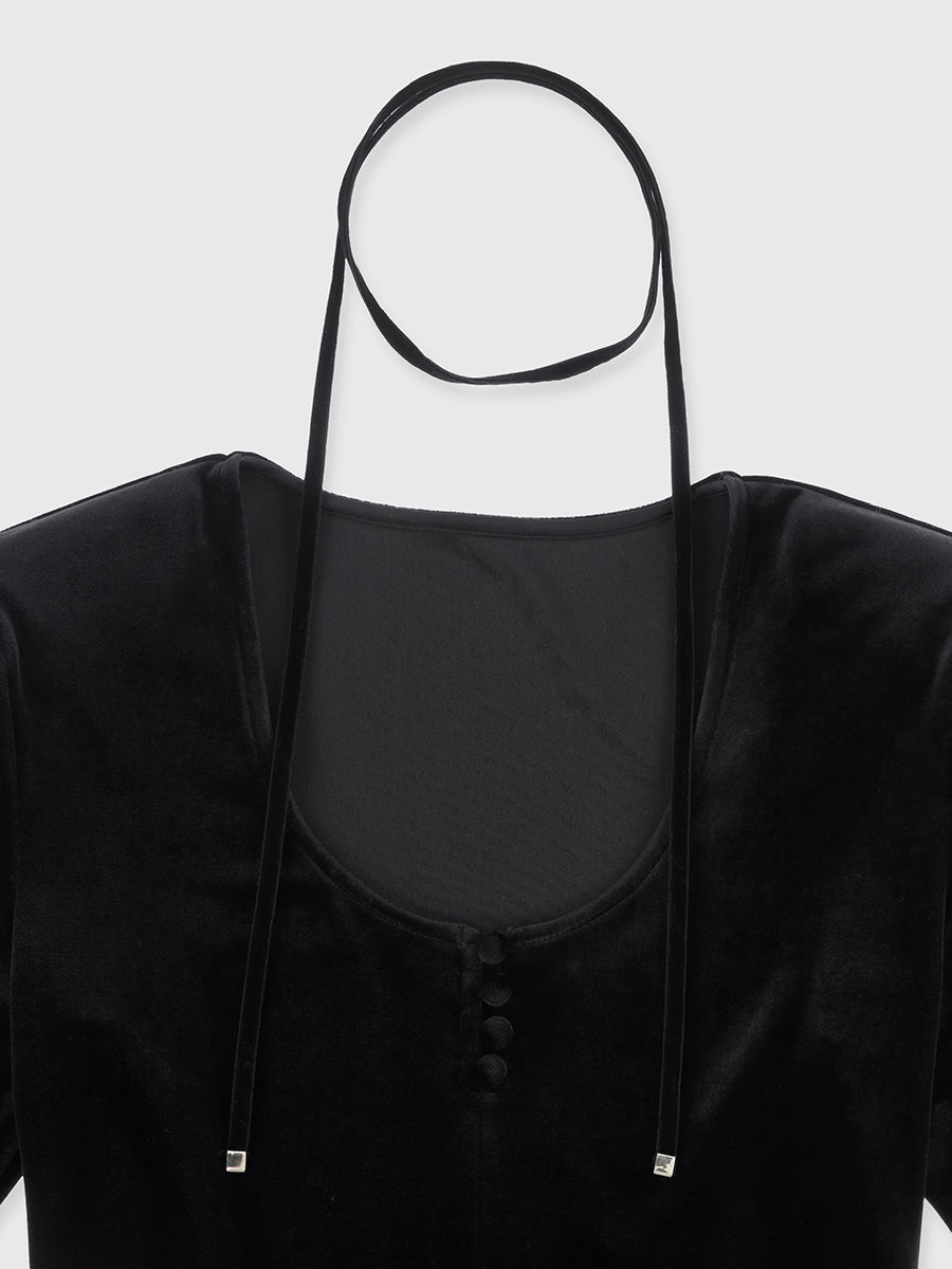 ベロアシフォンドッキングワンピース