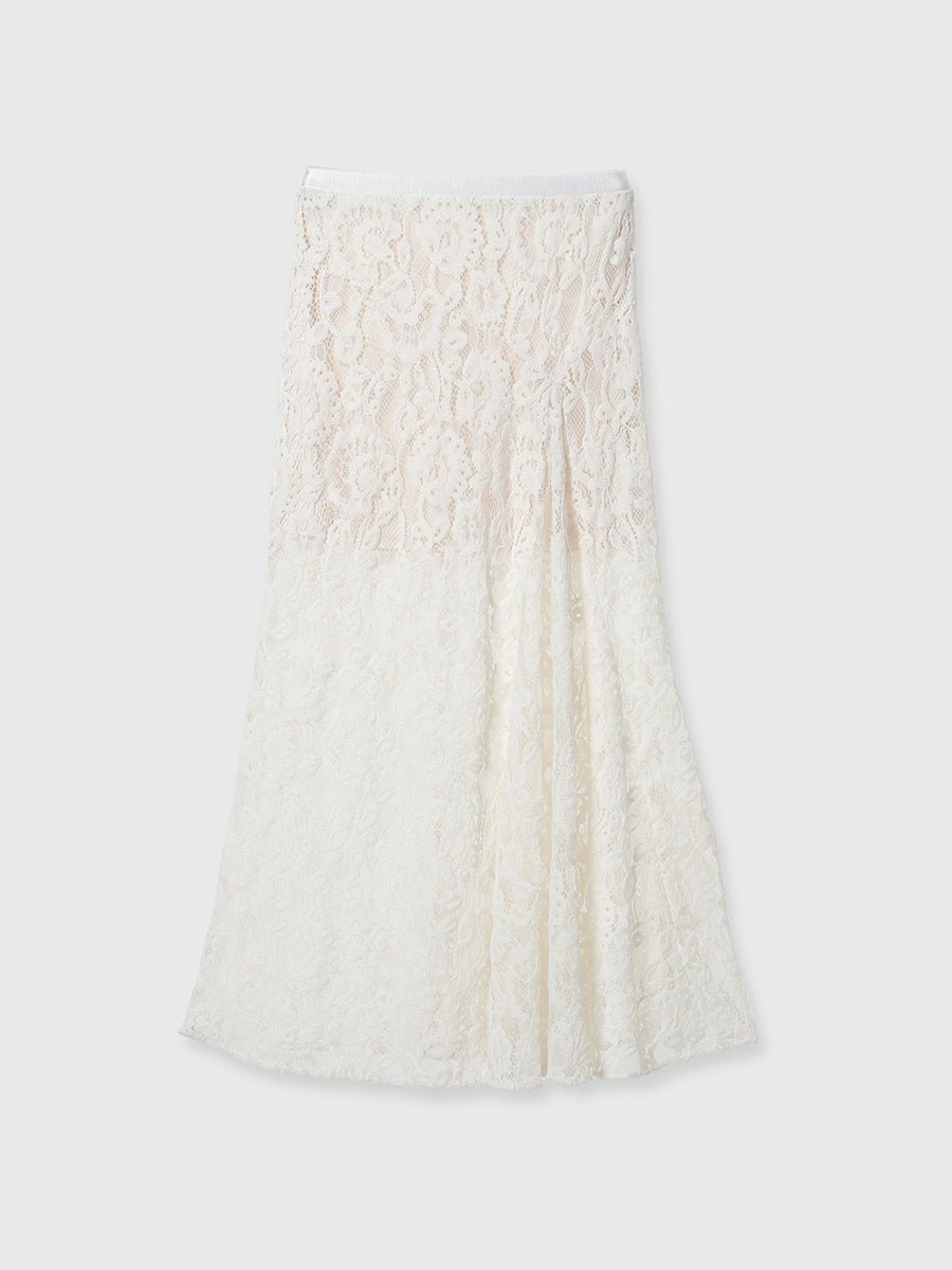 ベロアレースナロースカート
