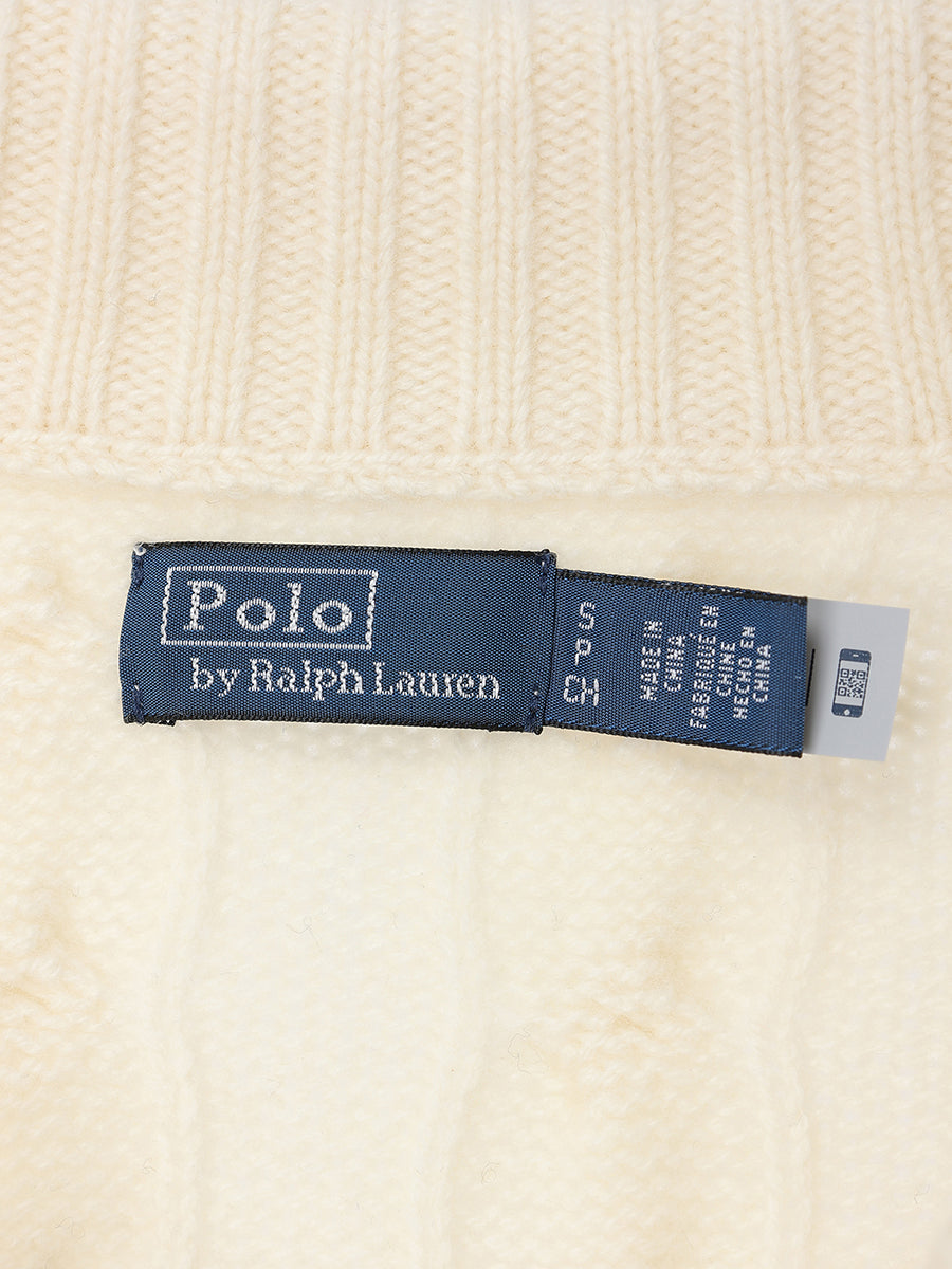 【POLO RALPH LAUREN】Wool-Cashmere Cable Half-Zip Sweater