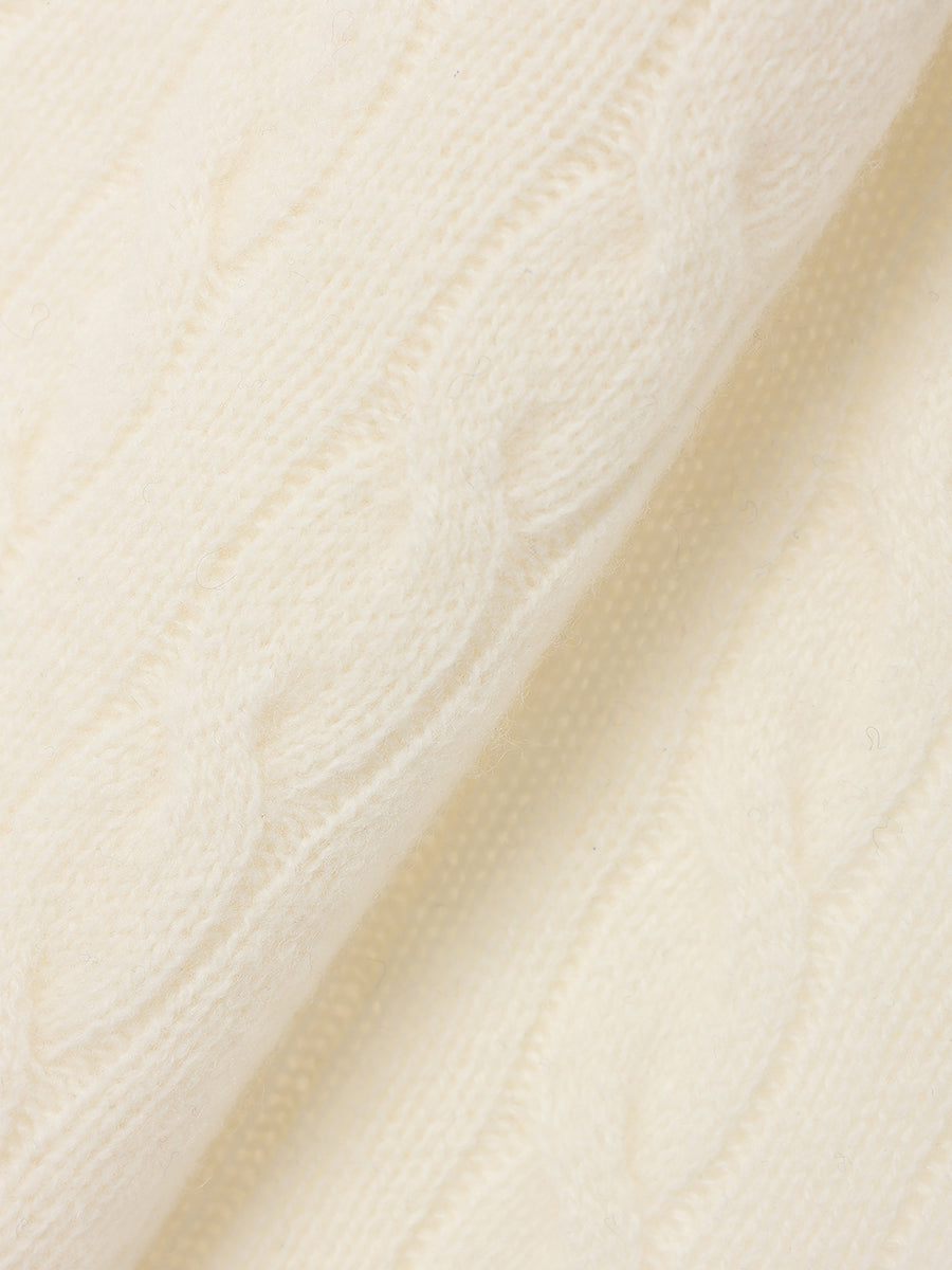 【POLO RALPH LAUREN】Wool-Cashmere Cable Polo Sweater