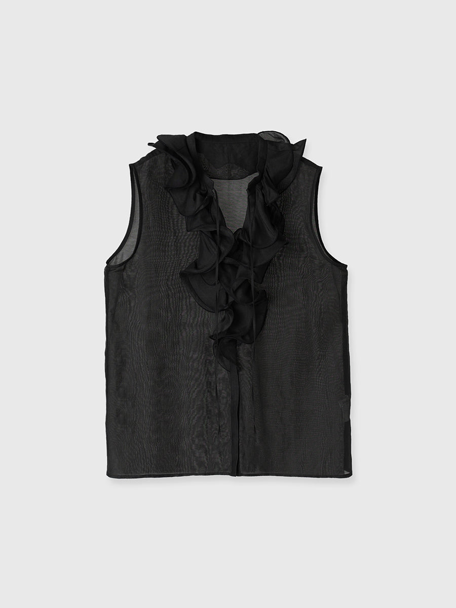 シルクブレンドラッフルブラウス