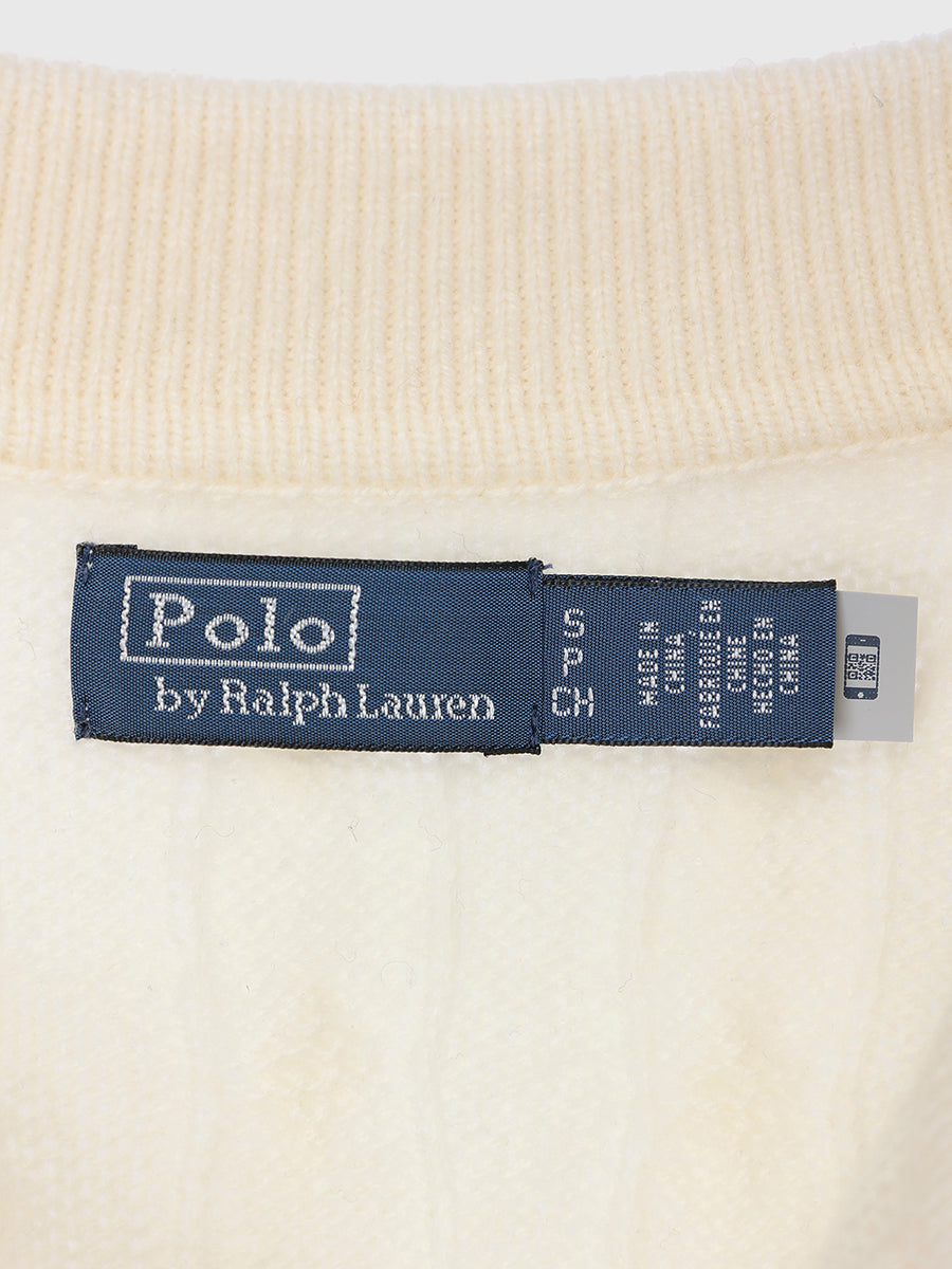 【POLO RALPH LAUREN】Wool-Cashmere Cable Polo Sweater