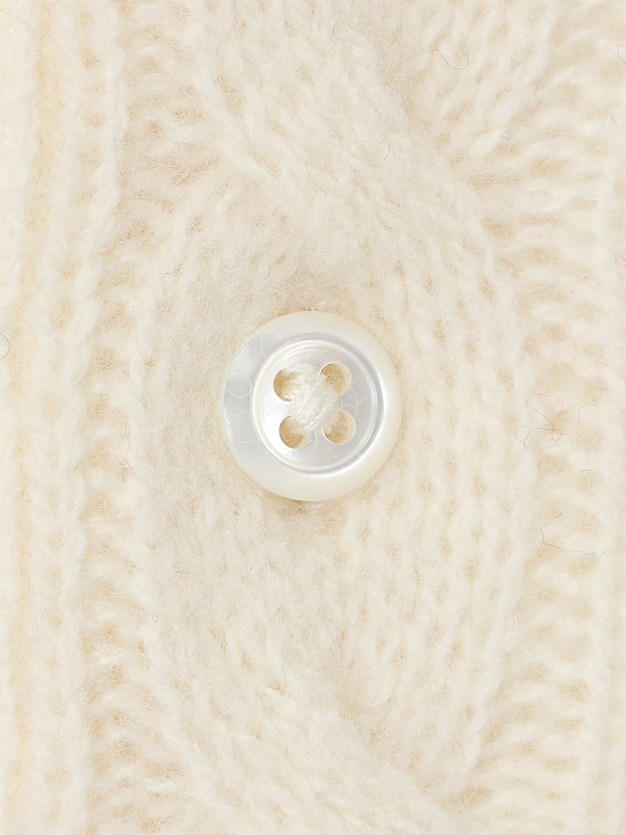 【POLO RALPH LAUREN】Wool-Cashmere Cable Polo Sweater