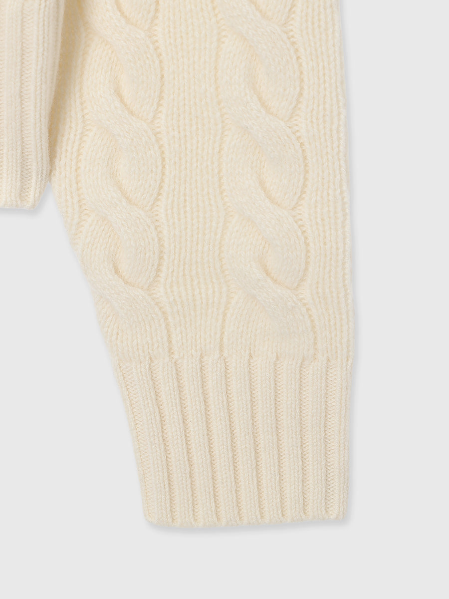 【POLO RALPH LAUREN】Wool-Cashmere Cable Half-Zip Sweater