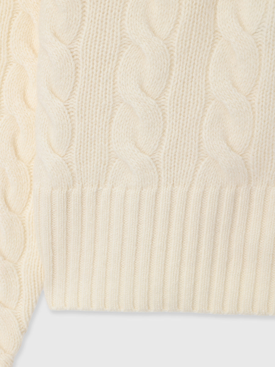 【POLO RALPH LAUREN】Wool-Cashmere Cable Half-Zip Sweater
