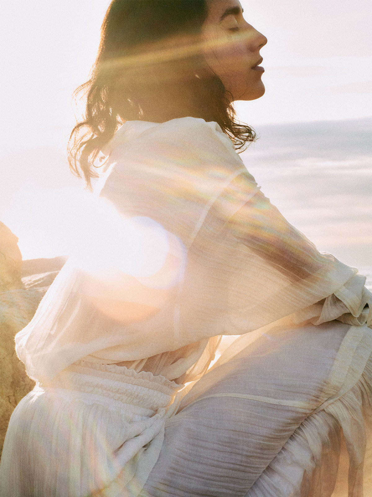 Indiaシルクブレンドティアードスカート