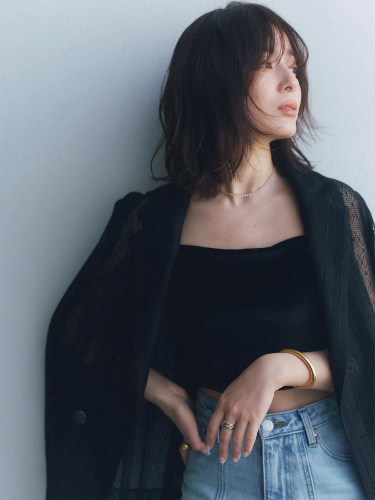 【OUR WACOAL×anuans】カップインベロアショートキャミソール