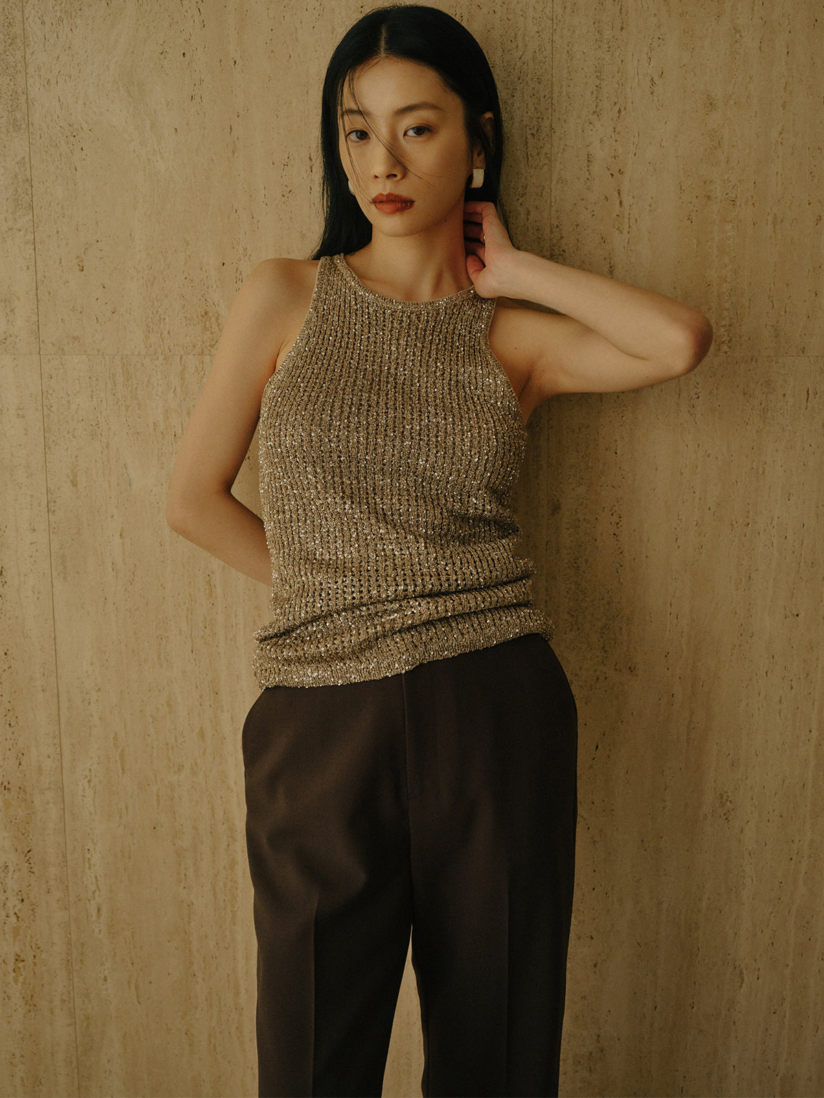 スパンコールアメスリニットタンク