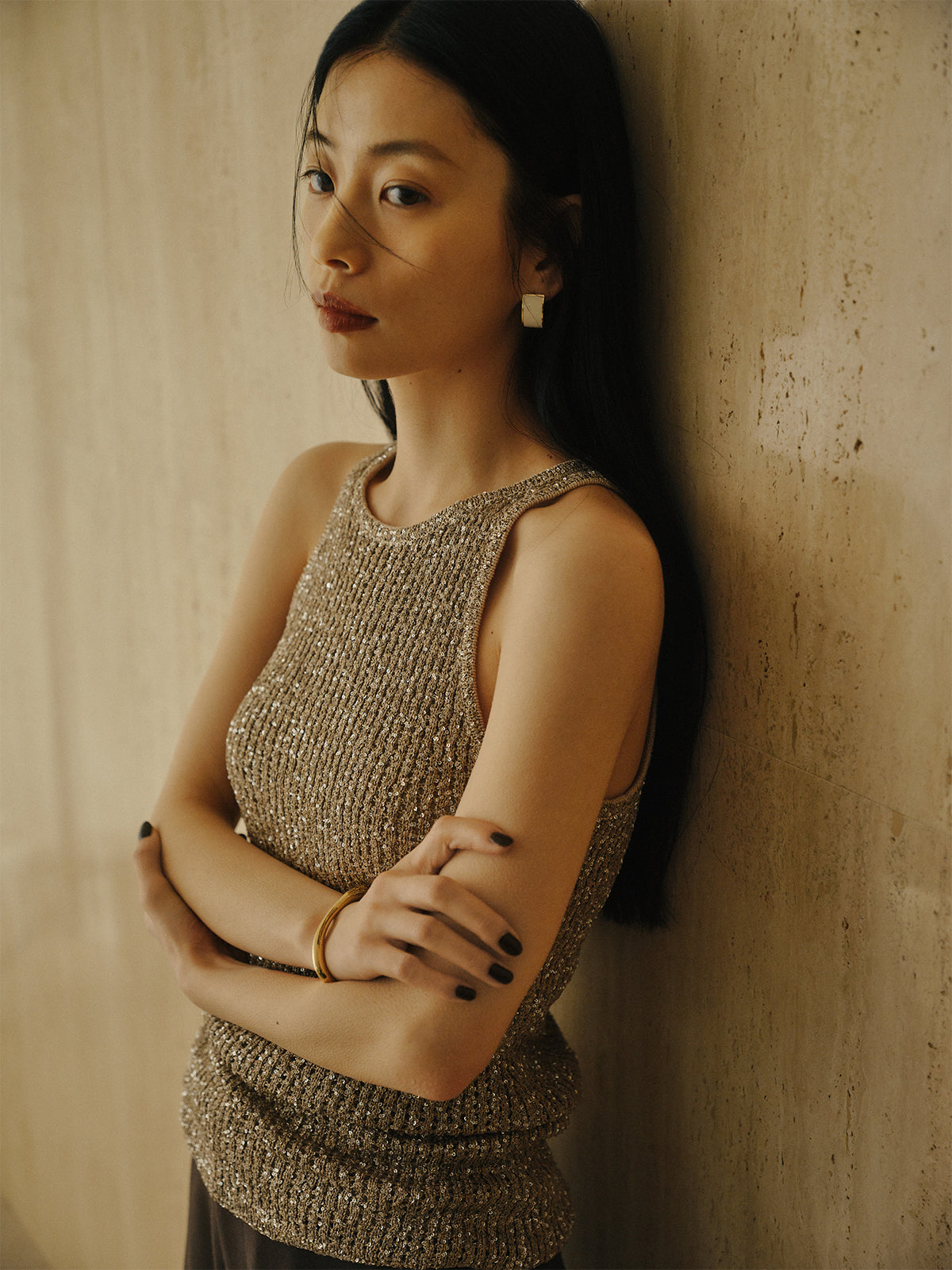 スパンコールアメスリニットタンク