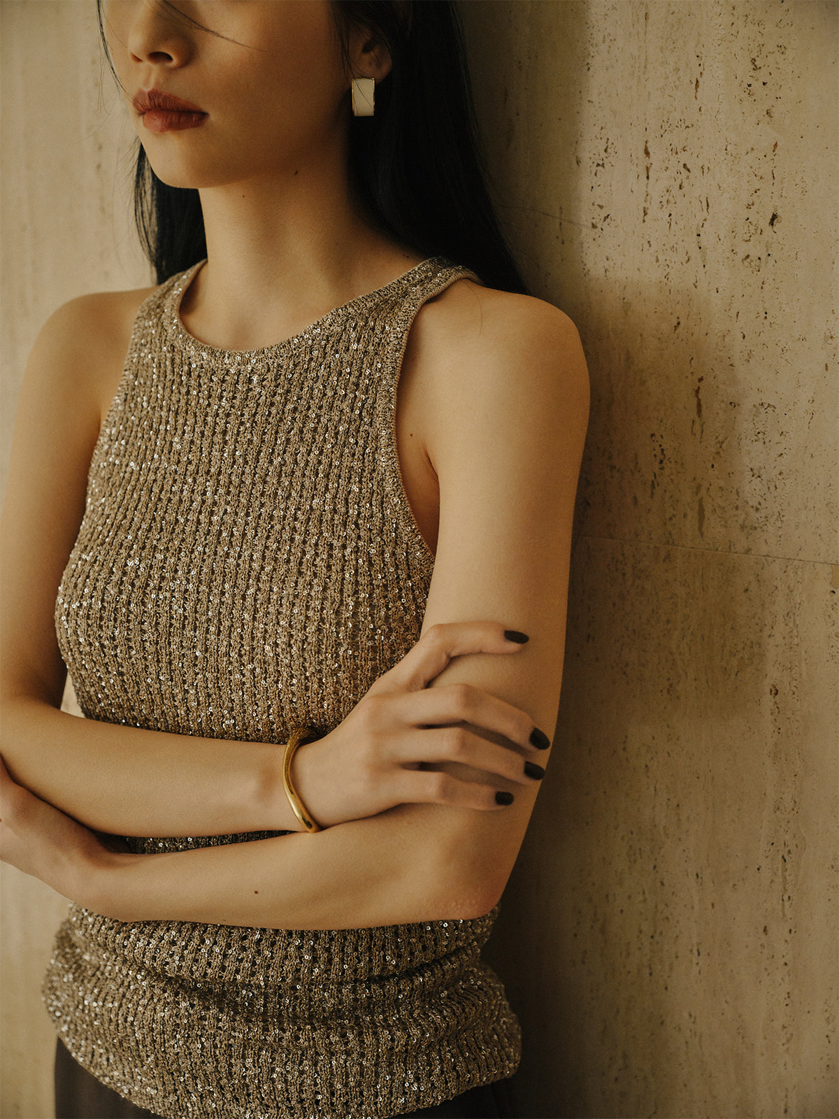 スパンコールアメスリニットタンク